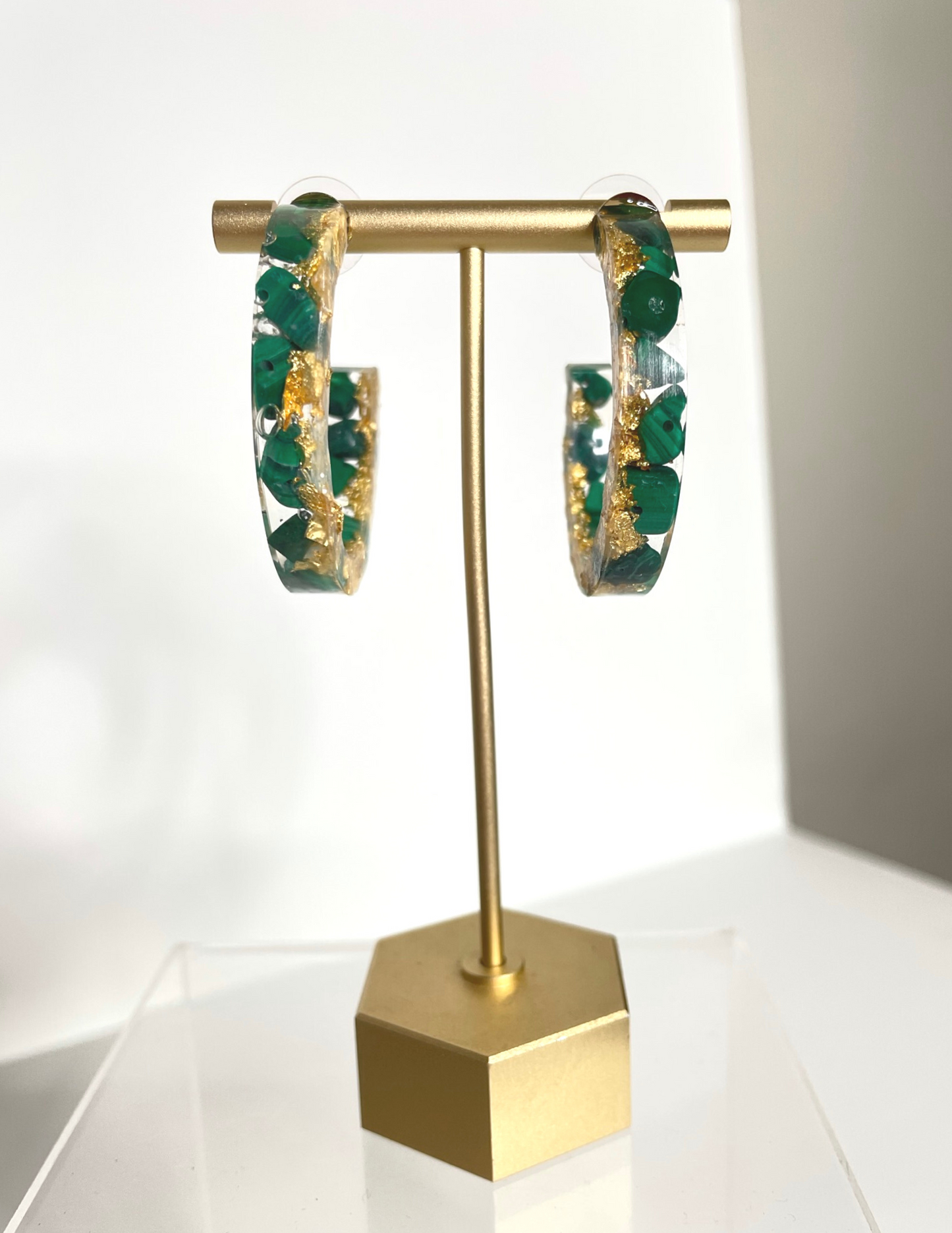 BHM Malachite Hoop Earrings