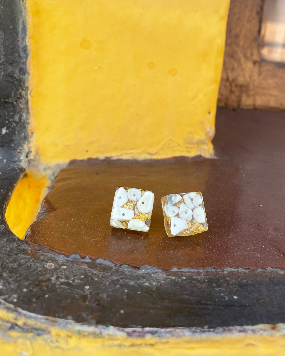 Square Resin Stud Earrings