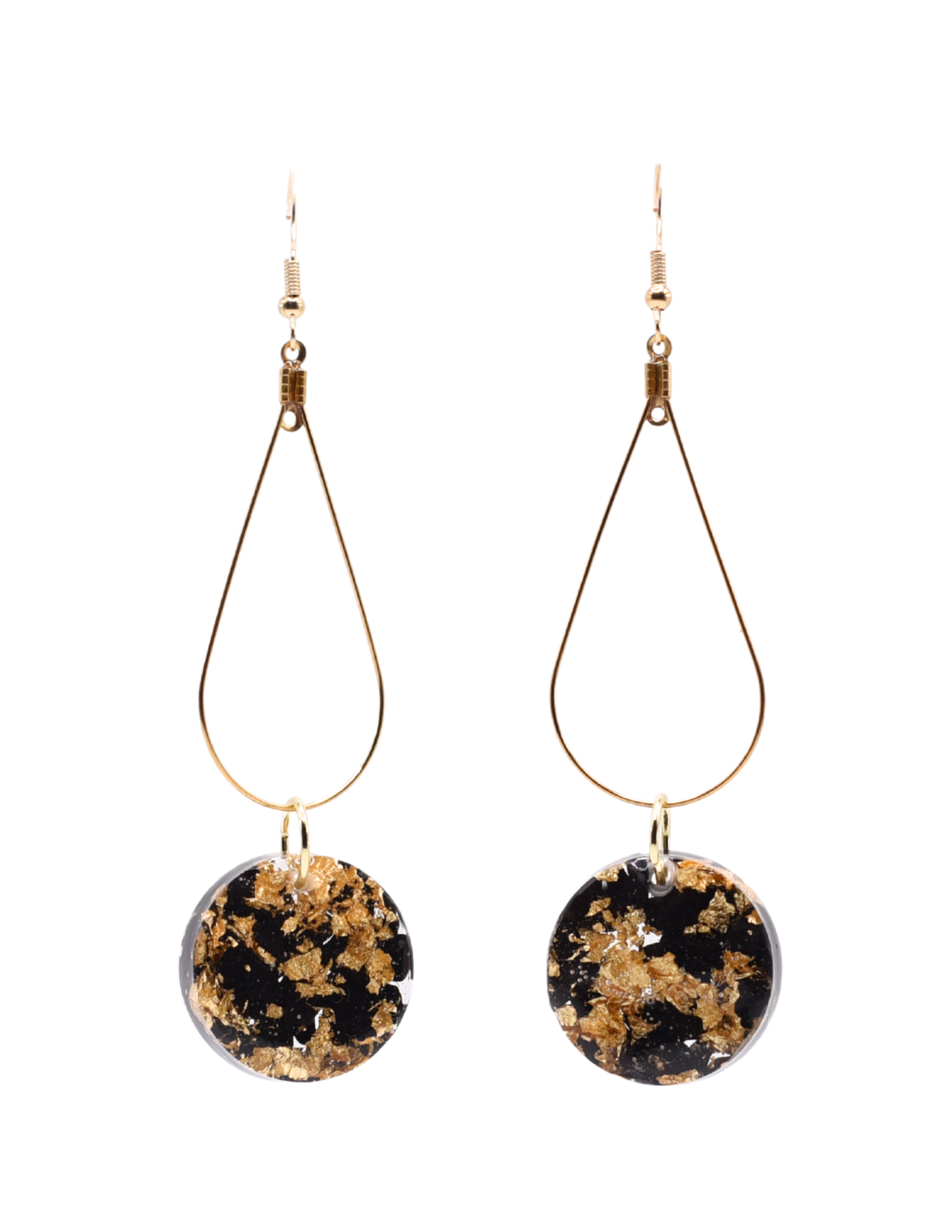 Teardrop Dangle Earrings with Circle Resin Artwork