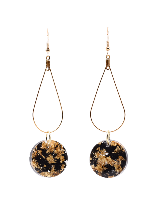 [Sale] Teardrop Dangle Earrings with Circle Resin Artwork