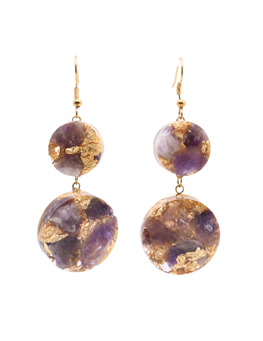[Sale] Cirque Statement Dangle Earrings with Amethyst