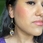 Fan Dangle Earrings with Oval Resin Artwork