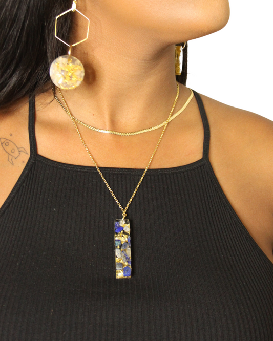 Long Rectangle Chain Necklace