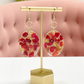 Oval Dangle Earrings with Resin Artwork