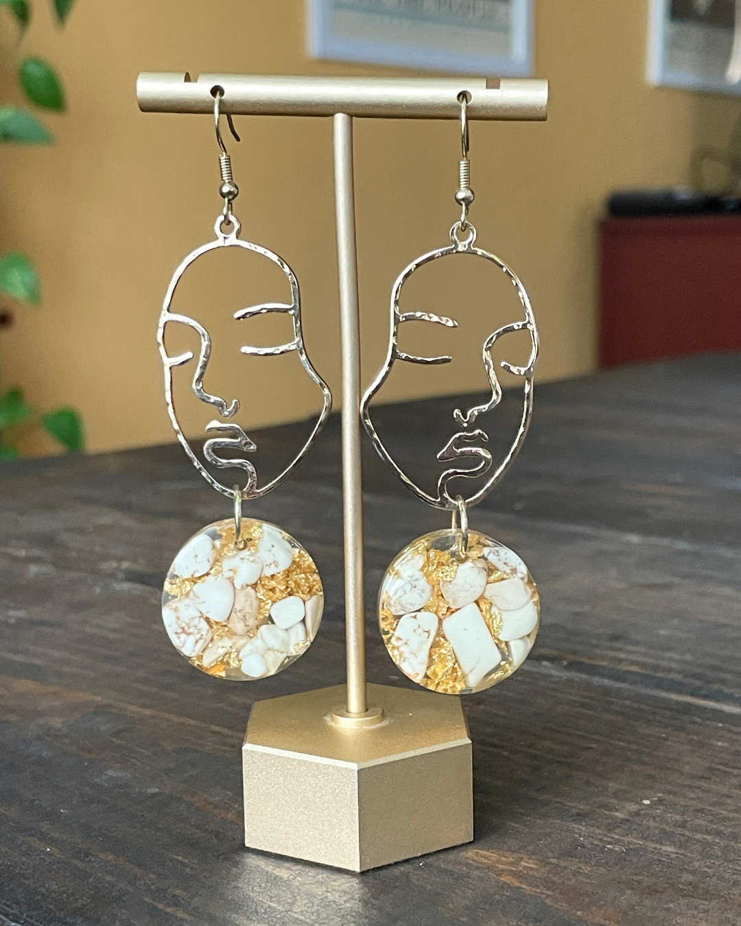 Face dangle earrings hotsell