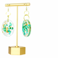 Oval Dangle Earrings with Resin Artwork
