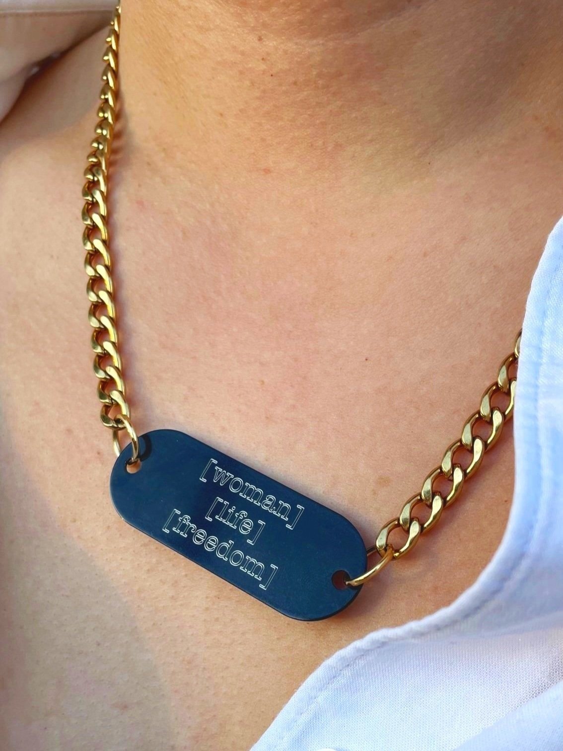 Custom Engraved Tag Chain Necklace – womxnonthemoon