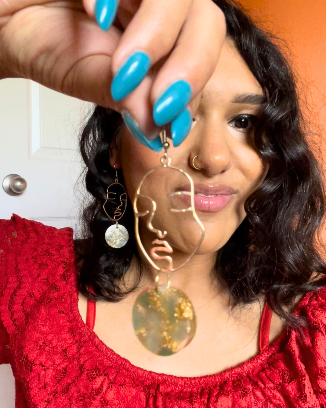 Abstract Face Dangle Earrings